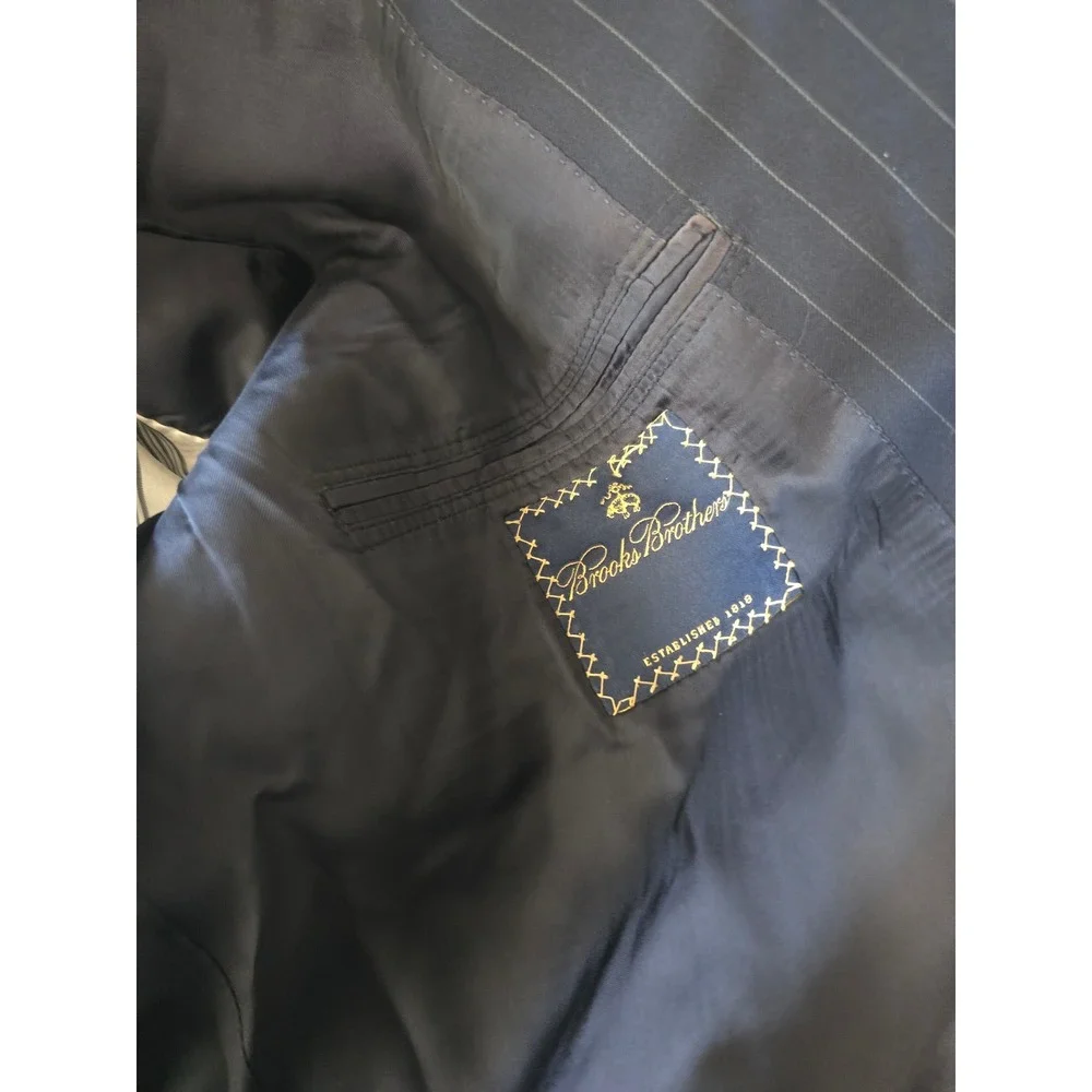 Brooks Brothers Mens 46L Navy Pinstripe 100% Wool 2-Button Blazer Sport Coat EUC